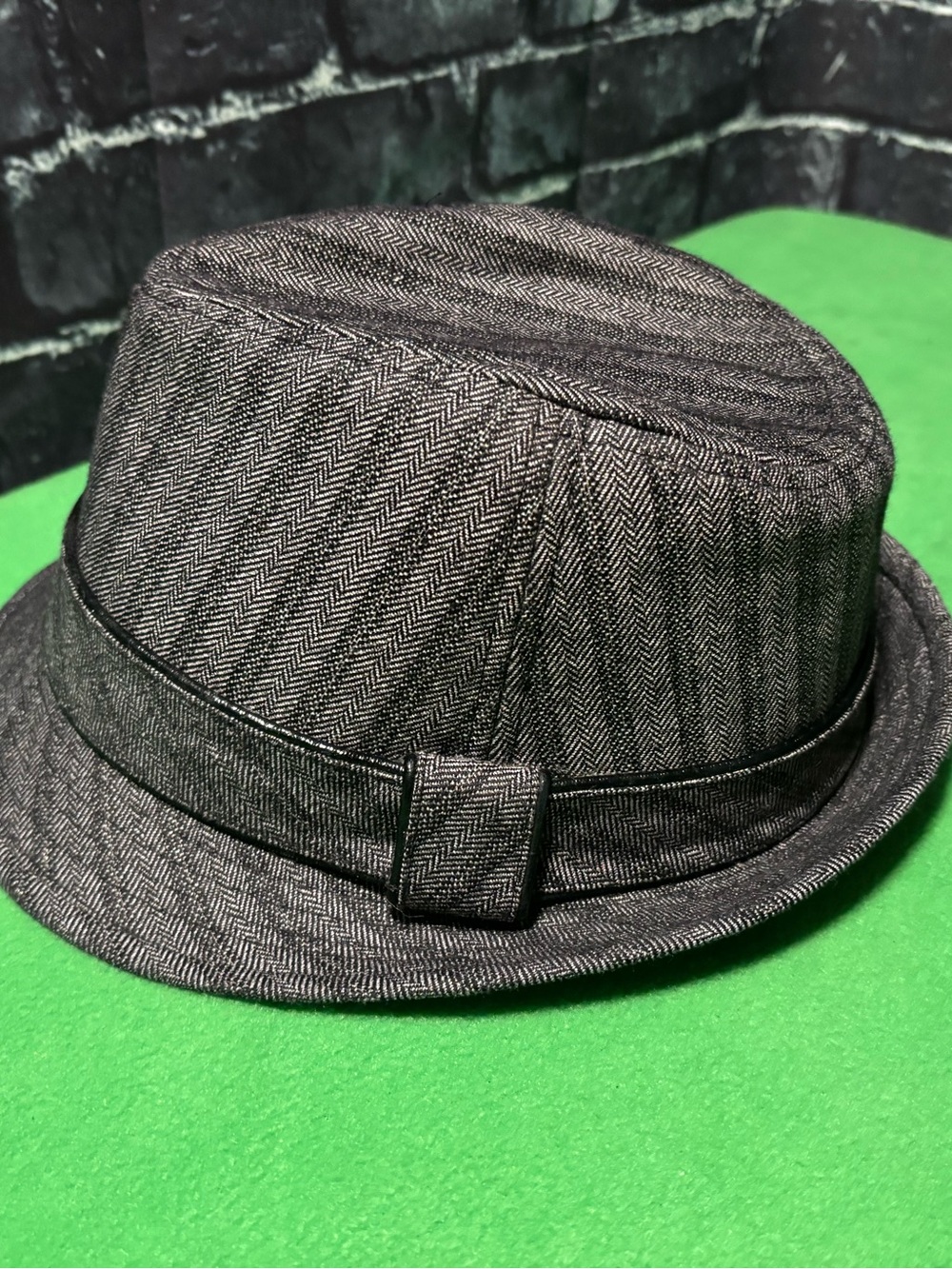 Vintage Scala Pronto Debonair Gray Herringbone Fedora Hat - One Size